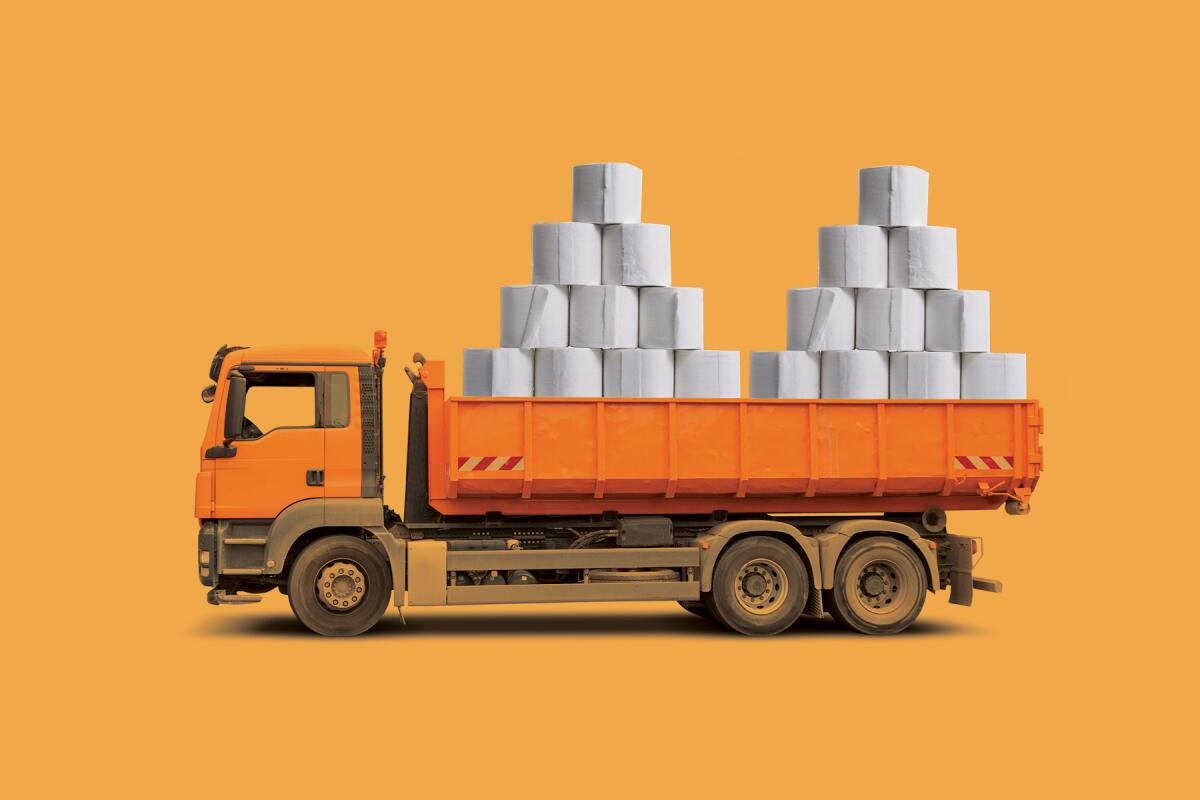 Illustration of a truck filled with toilet paper