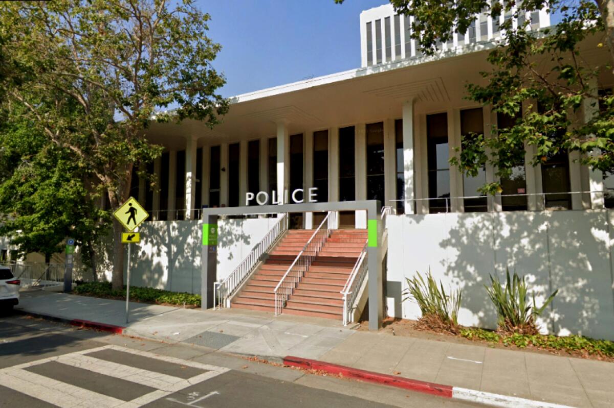 An exterior view of the Palo Alto Police Department