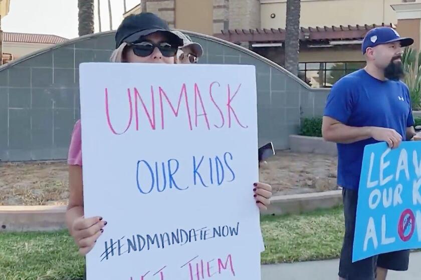 Parents in Chino took to the streets to protest against the recent mask mandate for schools
