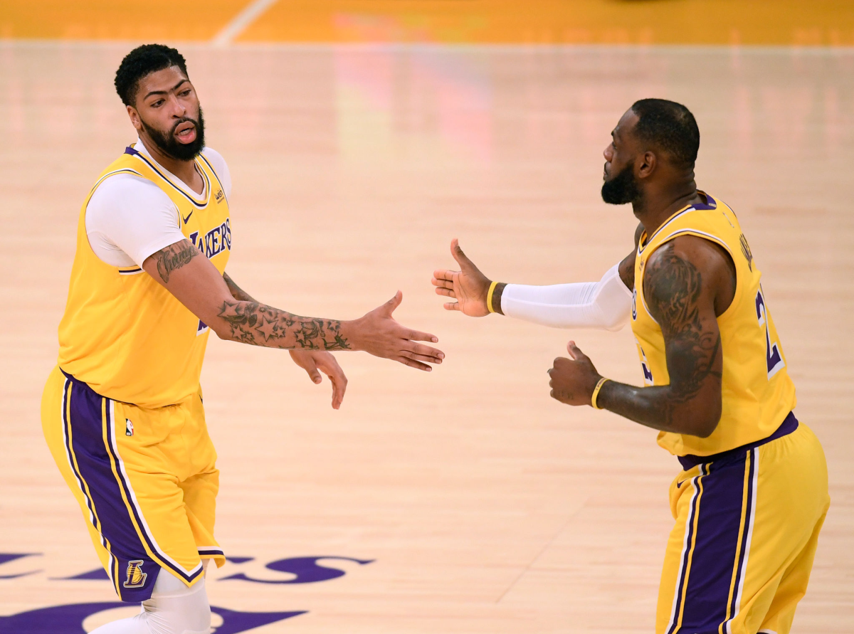 Anthony Davis and LeBron James of the Lakers. 