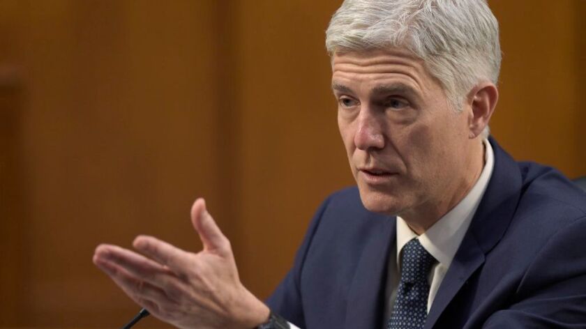 Supreme Court Justice nominee Neil Gorsuch testifies on Capitol Hill in Washington, Wednesday,