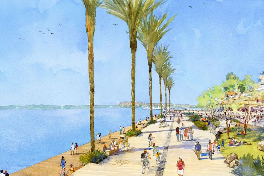 Seaport San Diego rendering of promenade and tower