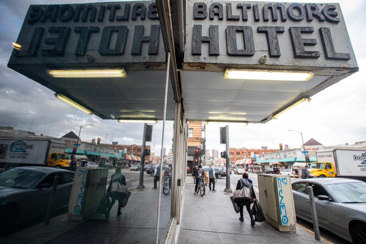 The Baltimore Hotel at 5th Street and Los Angeles Street.