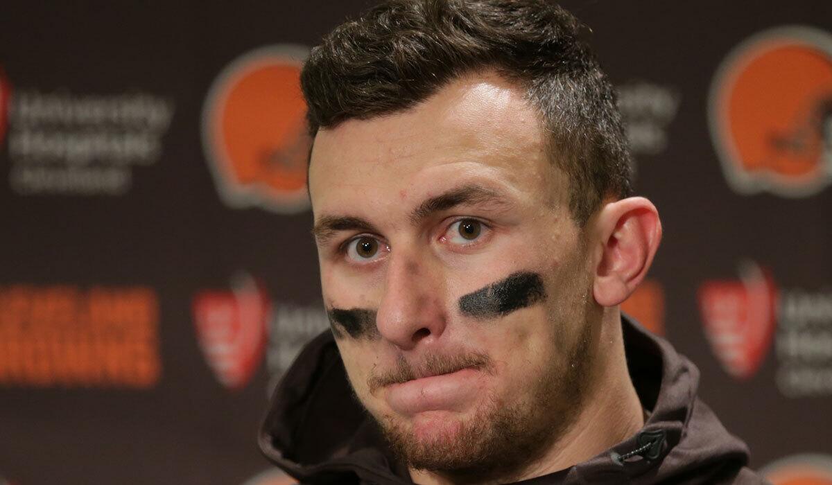 Johnny Manziel speaks to the media after a Cleveland Browns loss on Dec. 20.