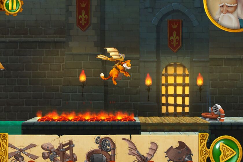 Play with fire -- and a feline -- in the mobile game "Leonardo's Cat."