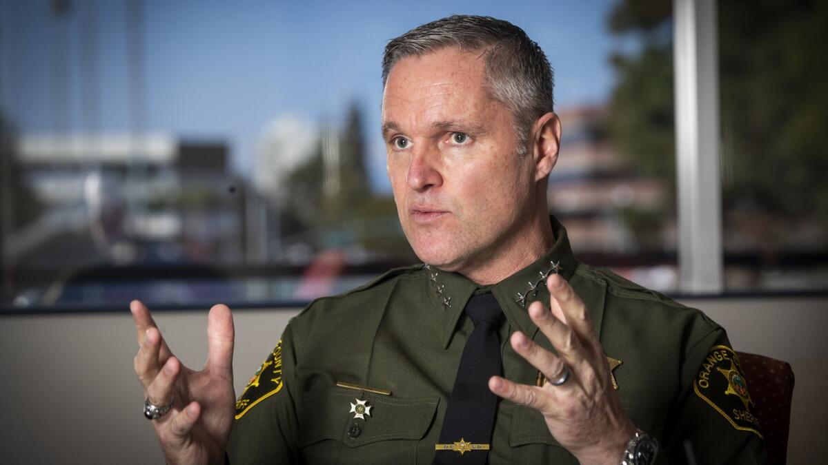 Orange County Sheriff Don Barnes is seen in hs office in Santa on Feb. 19.