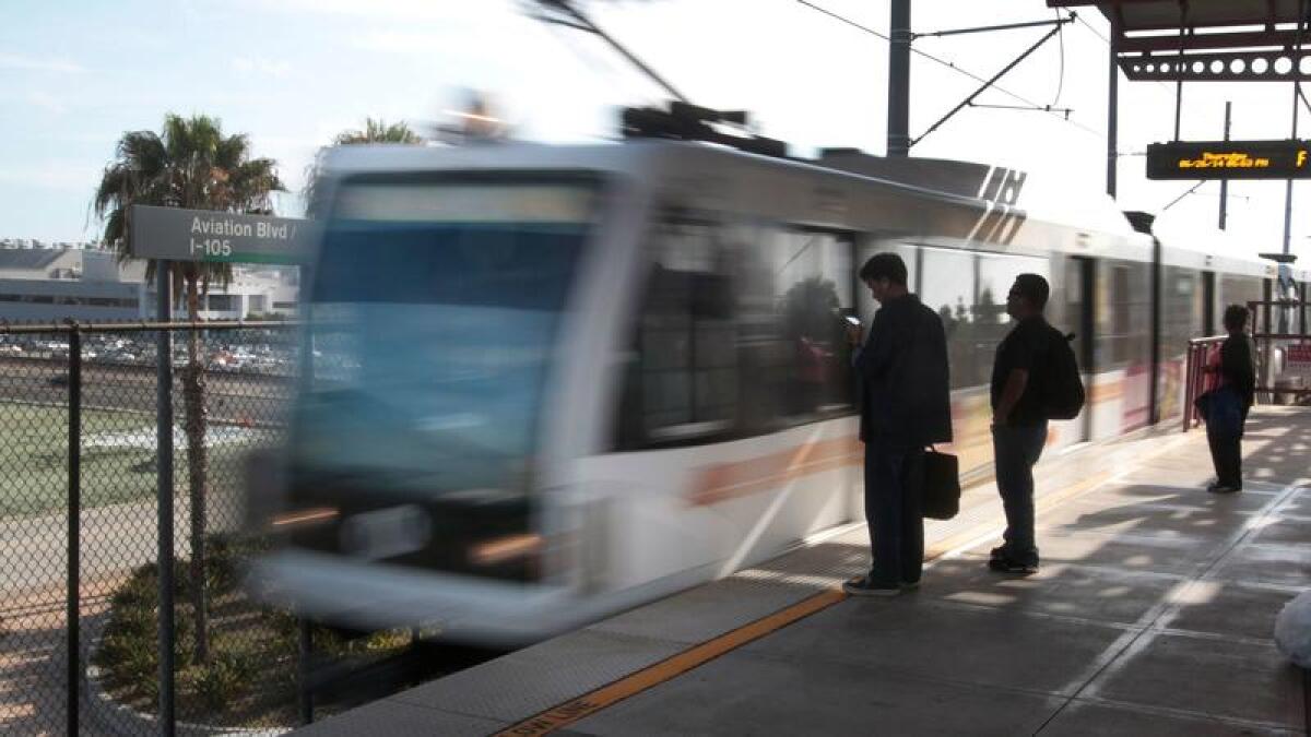 Metro Rail Green Line pulls into