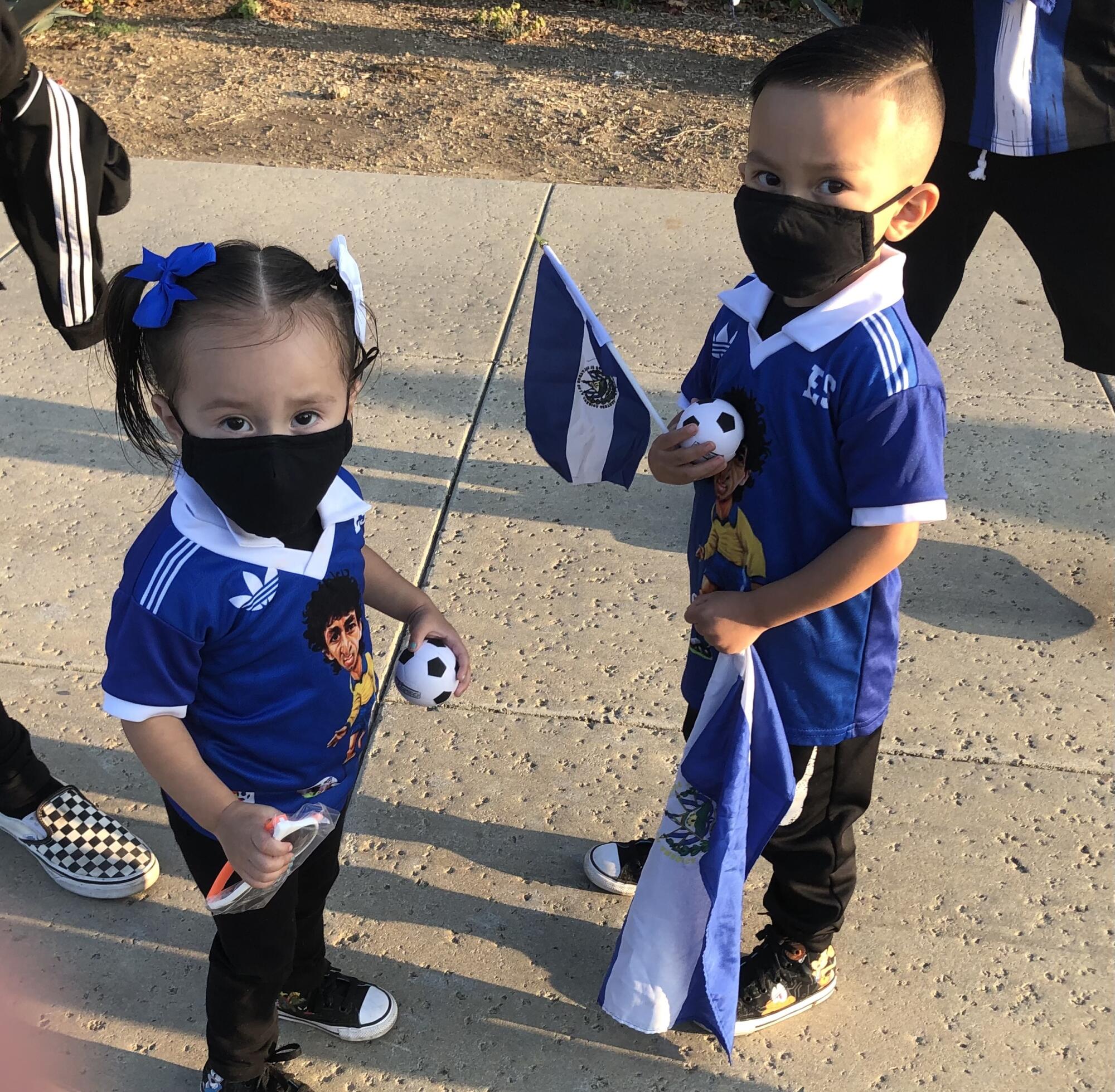Young Salvadoran fans attend a rally before the Salvadoran-Costa Rica soccer match Saturday 