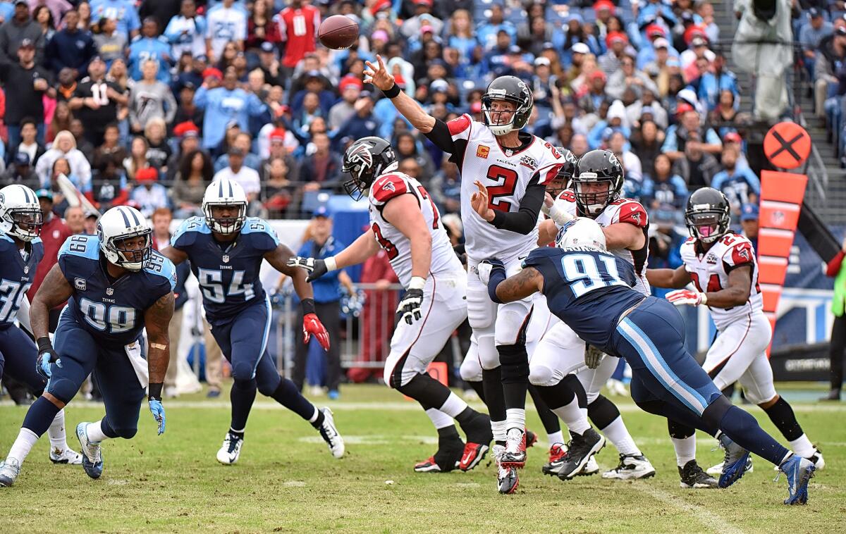 Atlanta Falcons quarterback Matt Ryan passes against the Tennessee Titans on Sunday.