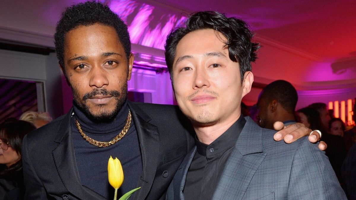"Sorry to Bother You" actor Lakeith Stanfield, left, and "Burning" actor Steven Yeun.