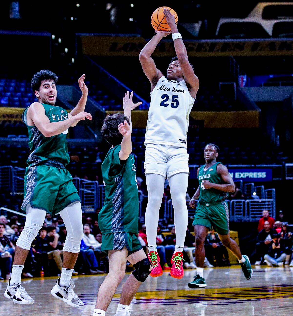 Mercy Miller of Sherman Oaks Notre Dame pulls up for a jumper.