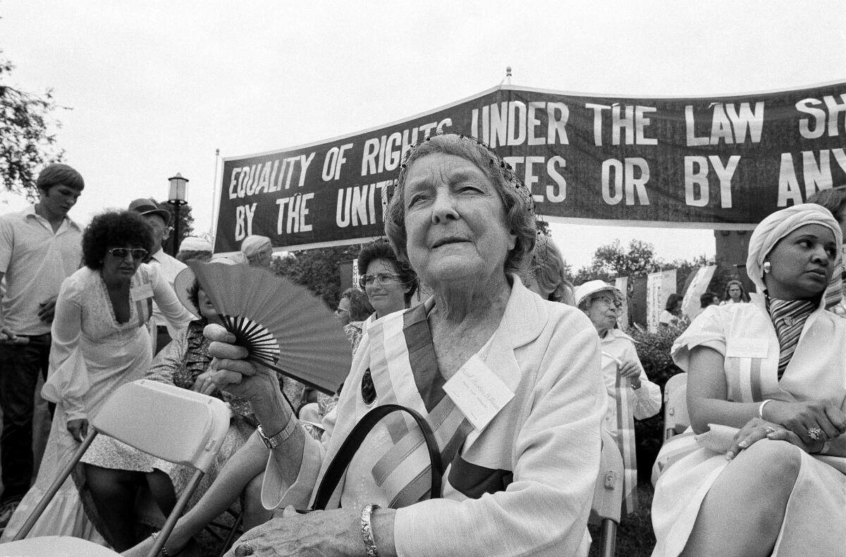  Hazel Hunkins Hallinan, one of the original suffragists, marks Women's Equality Day in Washington in 1977.  