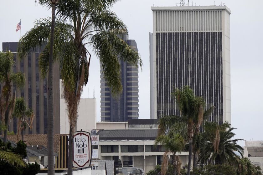 SAN DIEGO, CA - JUNE 29: The former Sempra Energy building at 101 Ash Street in downtown San Diego on Tuesday, June 29, 2021.. (K.C. Alfred / The San Diego Union-Tribune)
