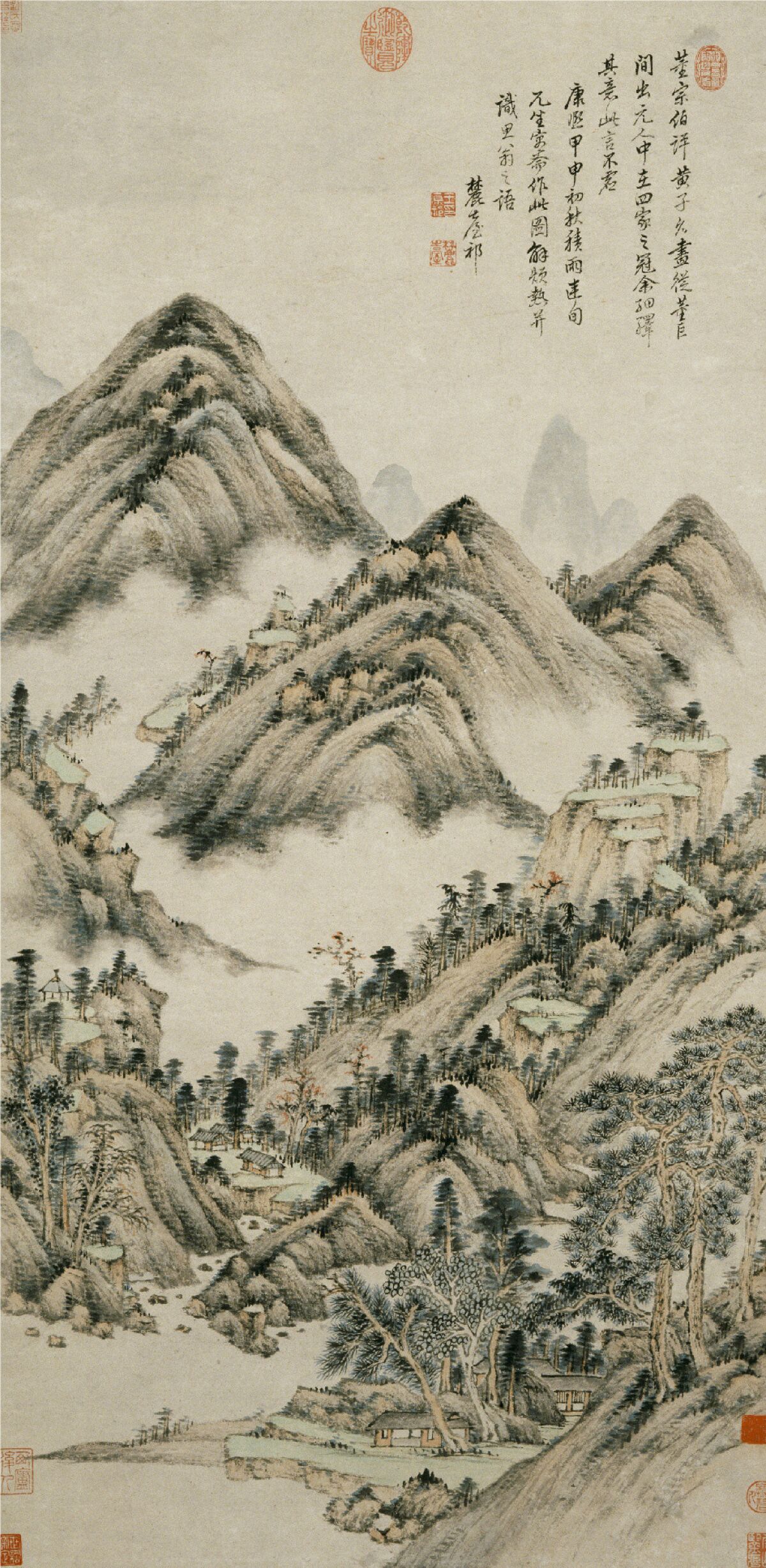 Wang Yuanqi, "Landscape in the Style of Huang Gongwang," 1704, ink on paper (LACMA)