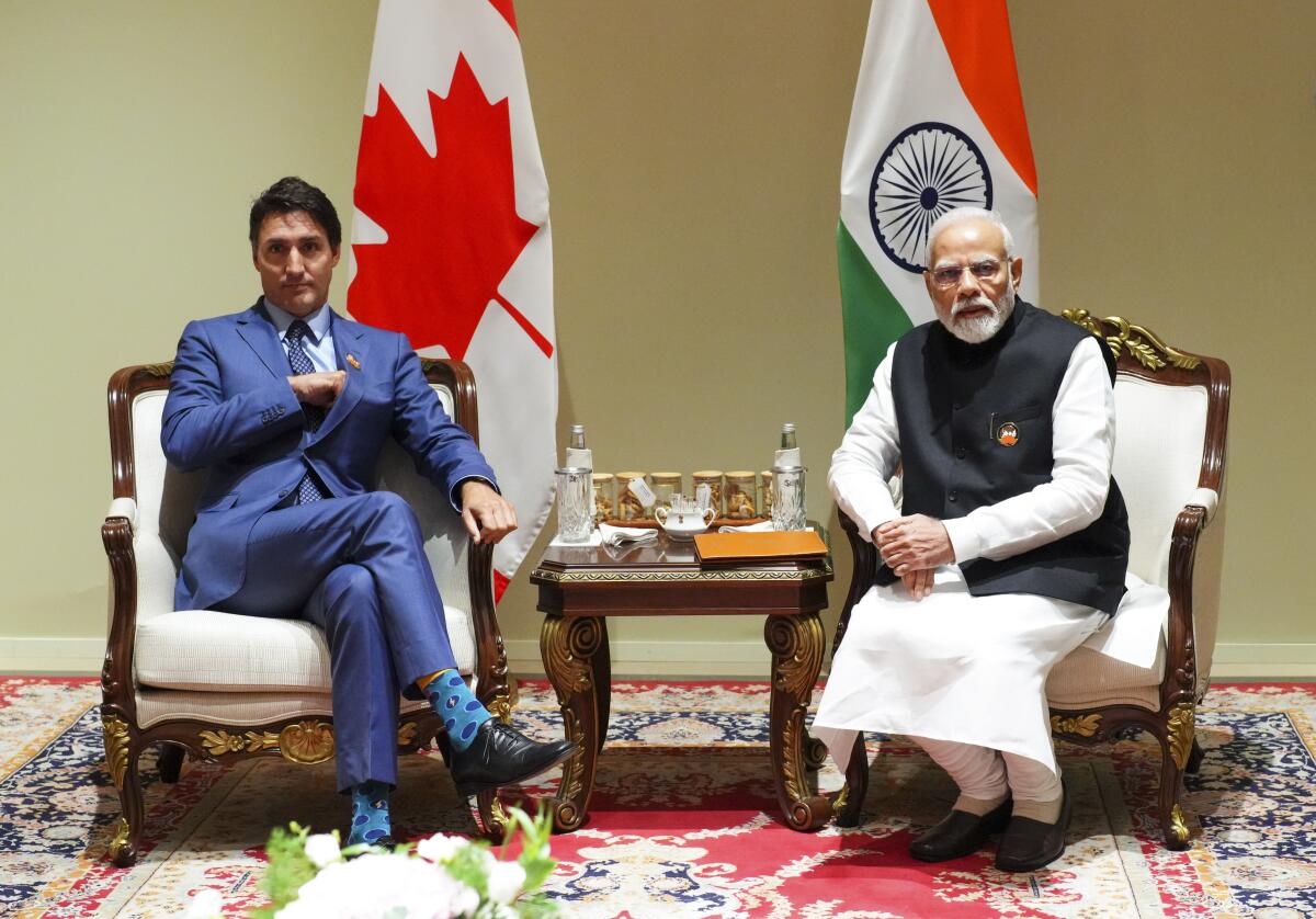 Canadian Prime Minister Justin Trudeau and Indian Prime Minister Narendra Modi