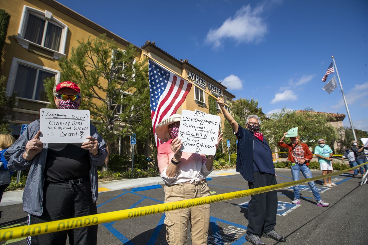 Laguna Woods Village residents protest plan to hold homeless COVID-19 patients nearby