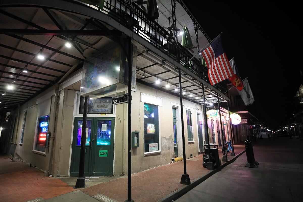 New Orleans' Bourbon Street is empty amid the virus outbreak.