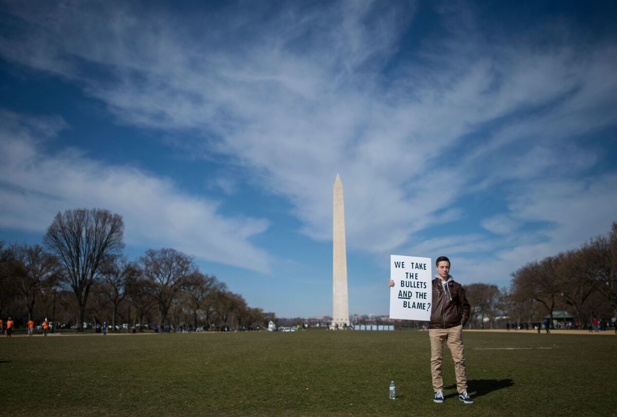 WASHINGTON: A lone protester in front of the Washington Monument.