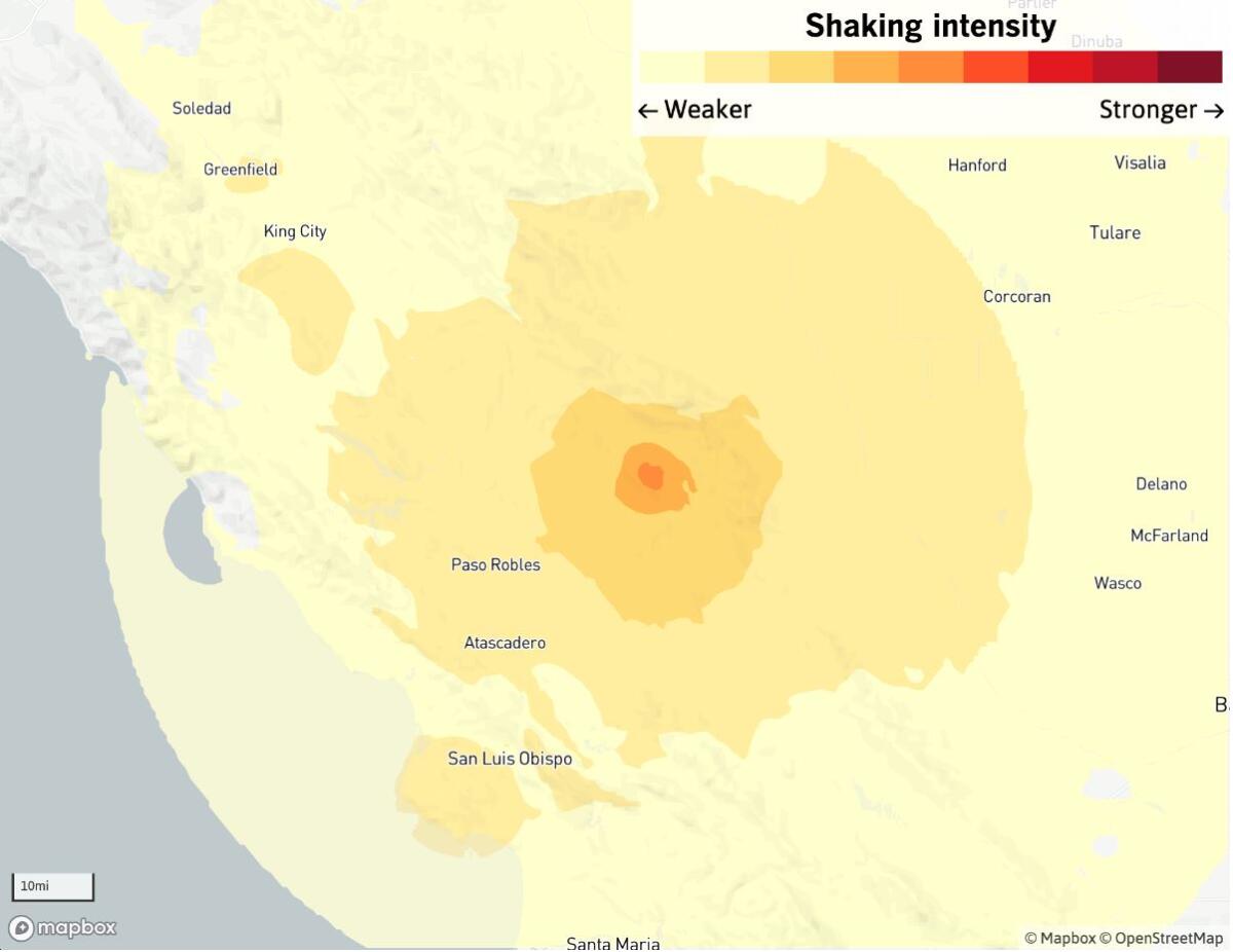 La nueva aplicación de teléfono celular MyShake de California envió su primera alerta pública sobre un terremoto de magnitud 4.3 que sacudió las monta?as entre la costa central y el valle de San Joaquín.