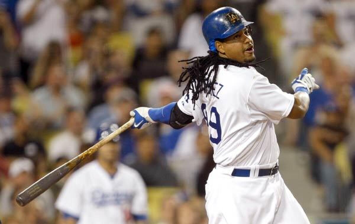 Manny Ramirez is suspended for 50 games. Look down and youll see that Ramirezs suspension, handed down on May 6 for violating baseballs drug policy, is also ranked the worst moment of the season. The positive view is that Ramirezs absence let the Dodgers know they could win without him. Andre Ethier and Matt Kemp established themselves as All-Star-caliber players in his absence. One of the teams least popular players over the last two seasons, Juan Pierre emerged as one of the most popular, in part because of how he played in place of Ramirez in left field.