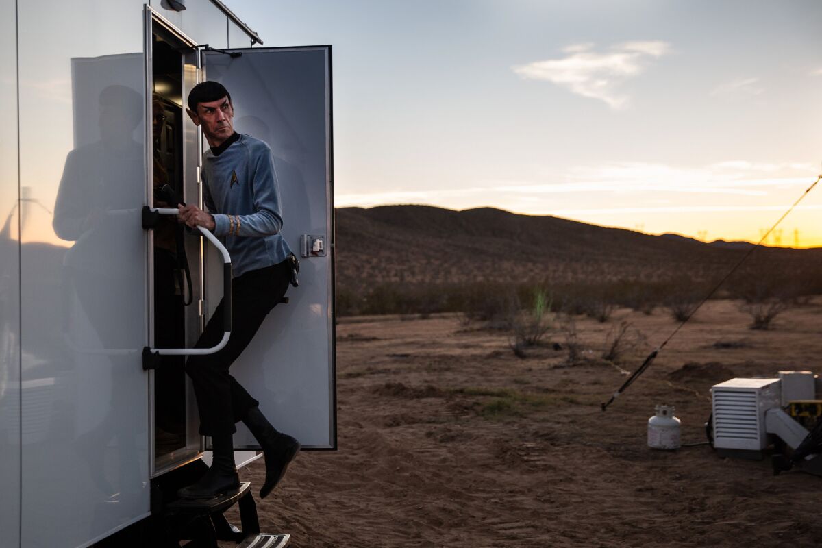 Impersonator Paul Forest, aka Spock Vegas, in the desert encampment.