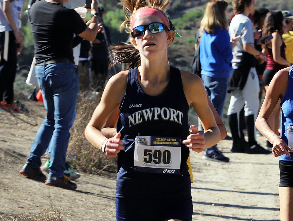 Newport Harbor's Keaton Robar took second in the girls' sweepstakes race of the Orange County cross-country championships.