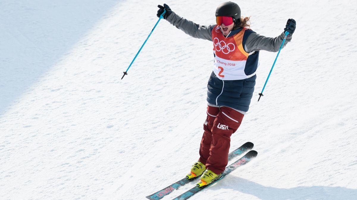 David Wise takes first place during the Freestyle Skiing Men's Finals Ski Halfpipe at Pheonix Snow Park on Thursday during the 2018 Winter Olympics.