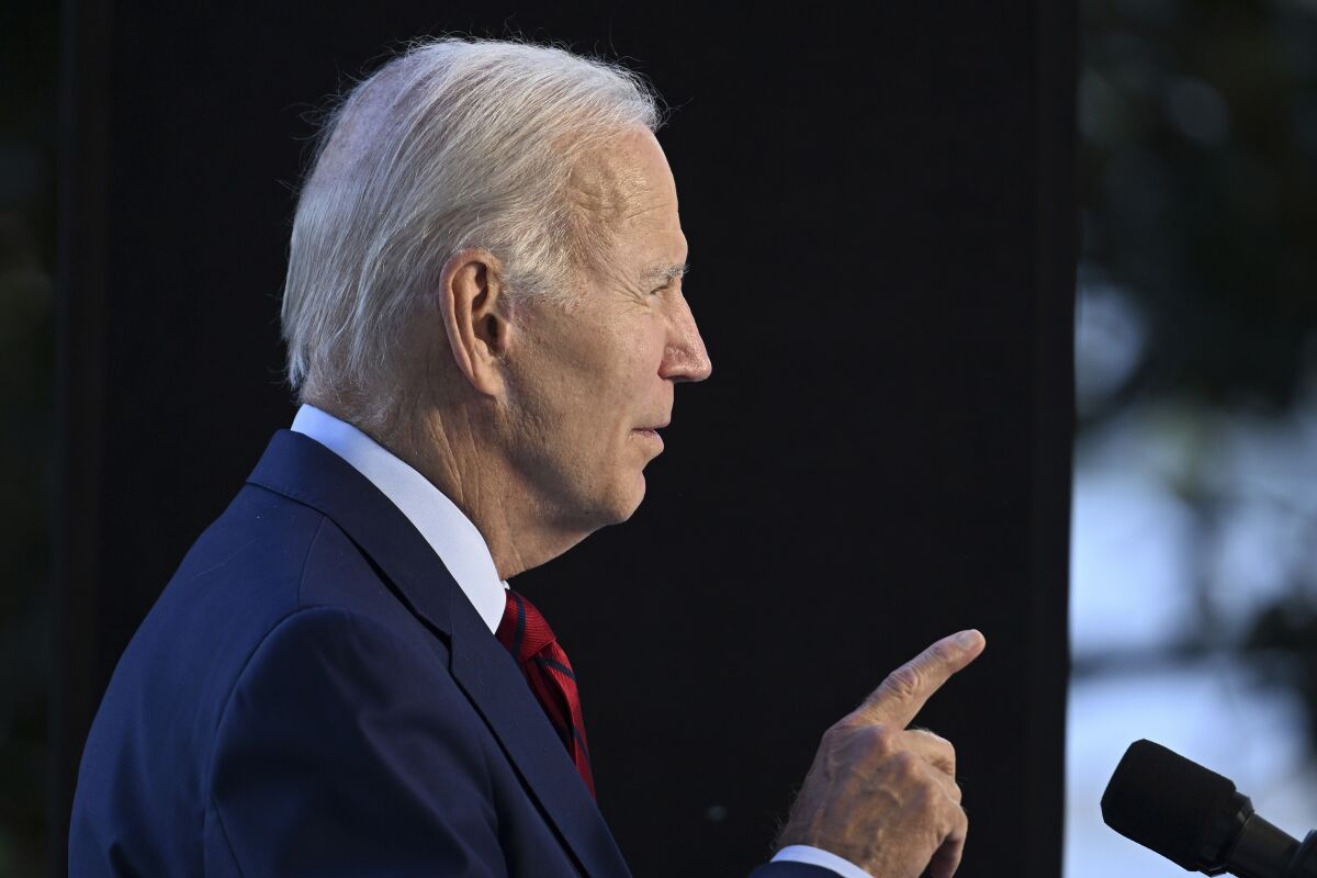 President Biden pointing