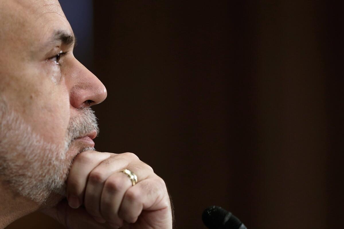 Federal Reserve Chairman Ben S. Bernanke testifying this month before the Senate Banking Committee.
