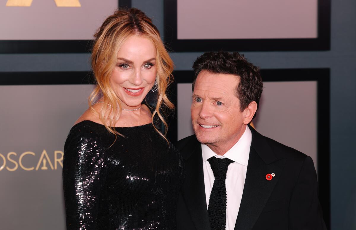 Michael J. Fox on the red carpet with his wife, Tracy Pollan.
