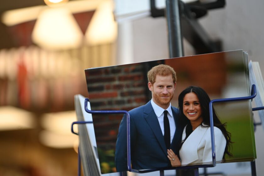Royal memorabilia featuring Britain's Prince Harry and Meghan, Duchess of Sussex