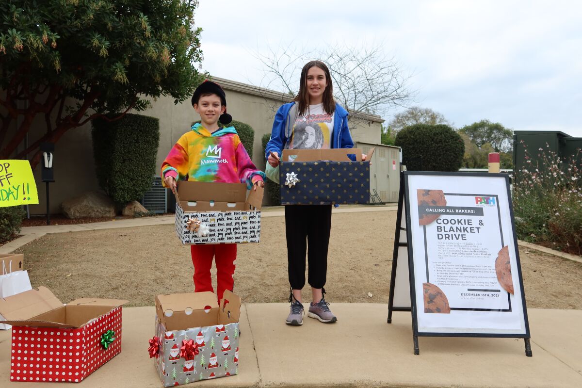 The Children's School in La Jolla conducted a blanket and cookie drive for homeless people last month.