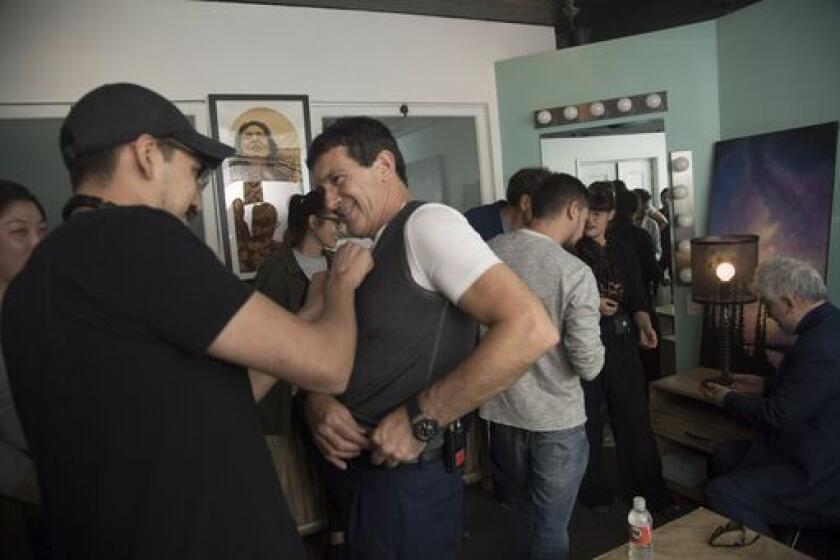 Antonio Banderas prepares to go on stage for an Envelope Screening Series event.