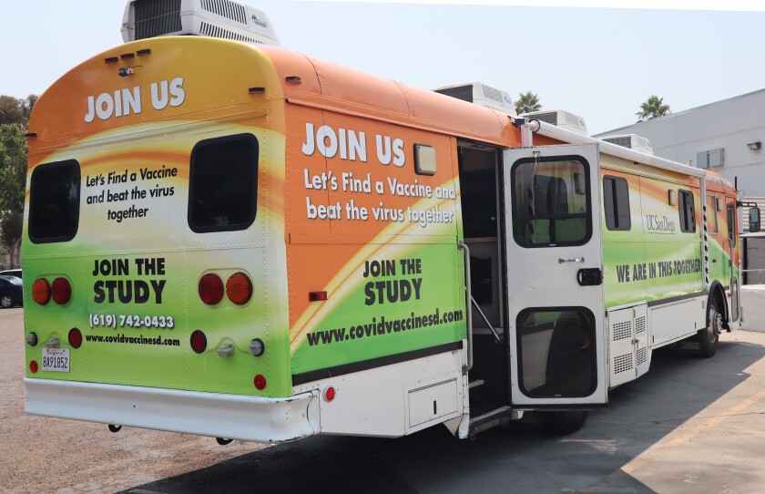 Specially equipped bus for vaccine trial