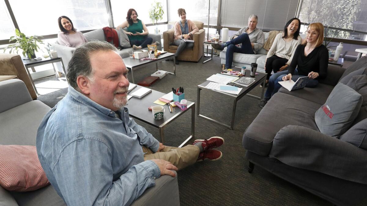 "The Handmaid's Tale" executive producer Bruce Miller, supervising producer Marissa Jo Cerar, executive story editor Lynn Renee Maxcy, supervising producer Dorothy Fortenberry, executive producer Eric Tuchman, and co-executive producers Yahlin Chang and Kira Snyder.