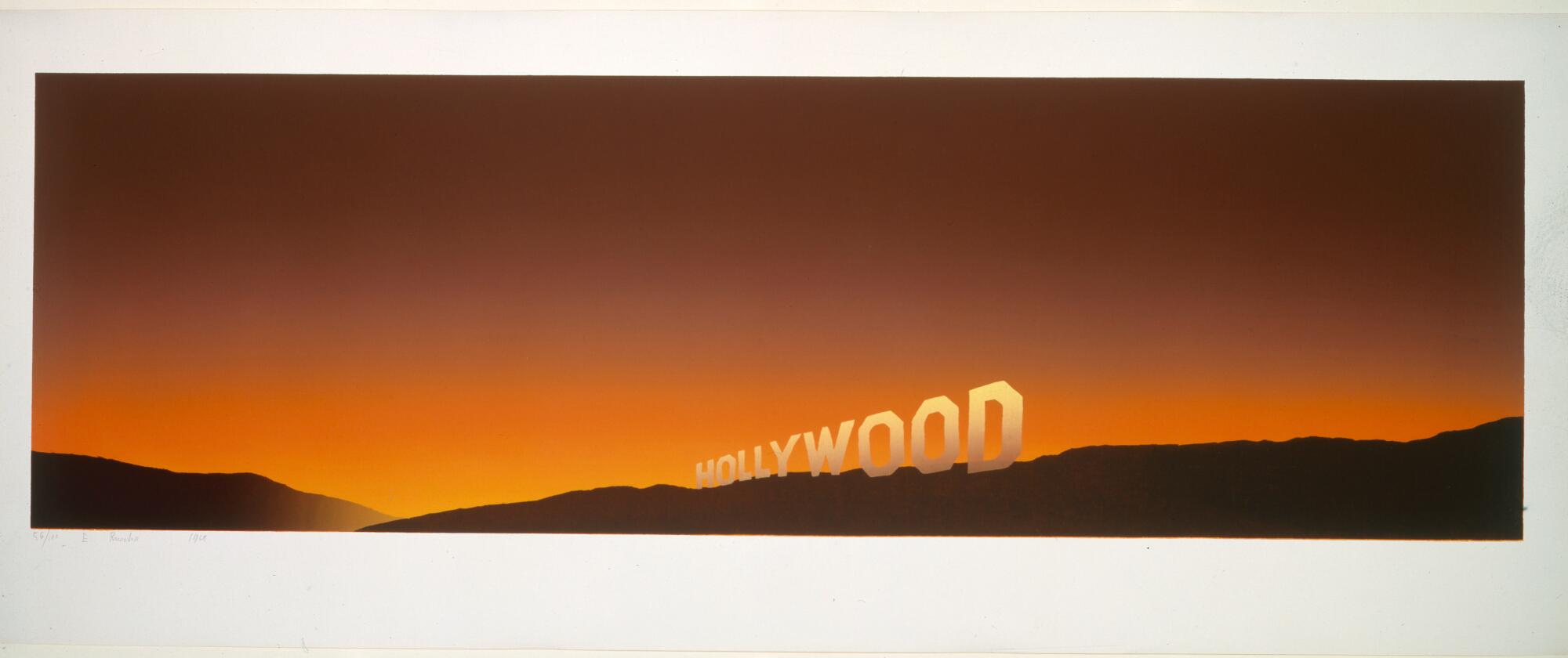 Hollywood-Schild Ed Ruscha, Hollywood, 1968, Los Angeles County Museum of Art, Museum Acquisition Fund, © Ed Ruscha, Foto