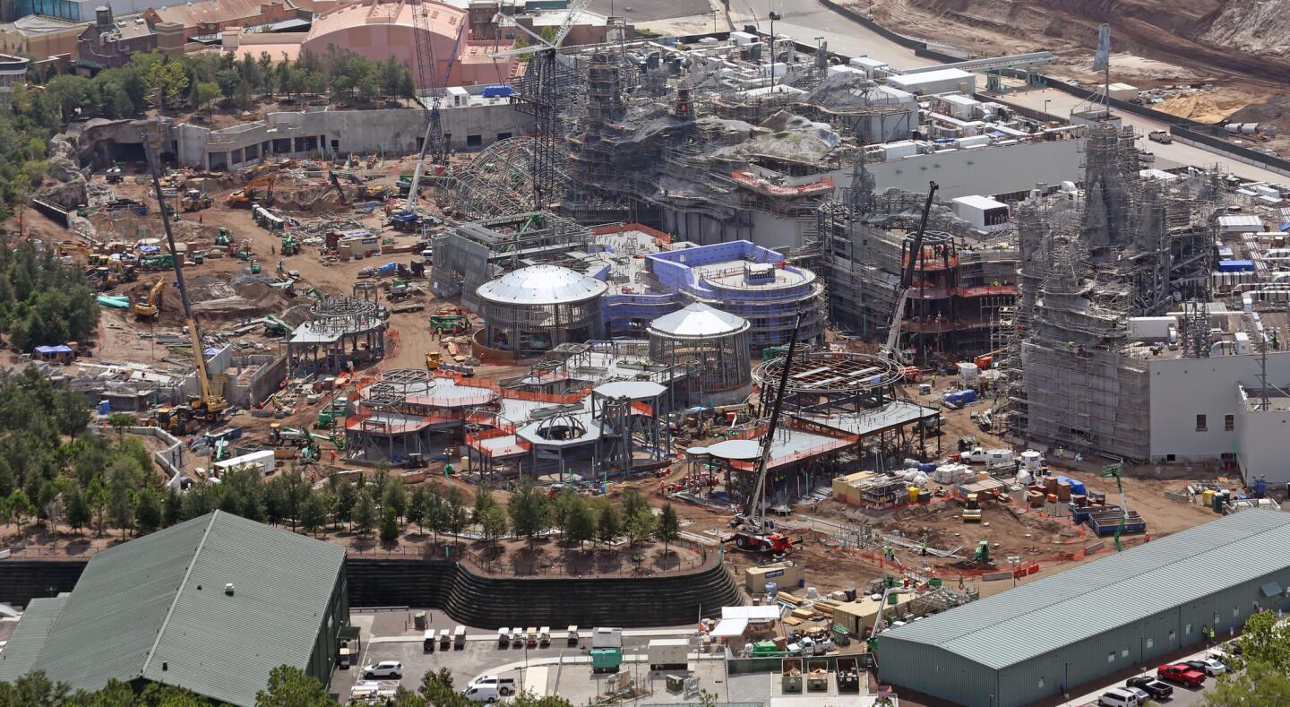An aerial view of construction Tuesday, June 5, 2018 at Galaxy's Edge an upcoming Star Wars-themed area being developed at Disney's Hollywood Studios at Walt Disney World in Orlando, Florida.(Red Huber/Staff Photographer)