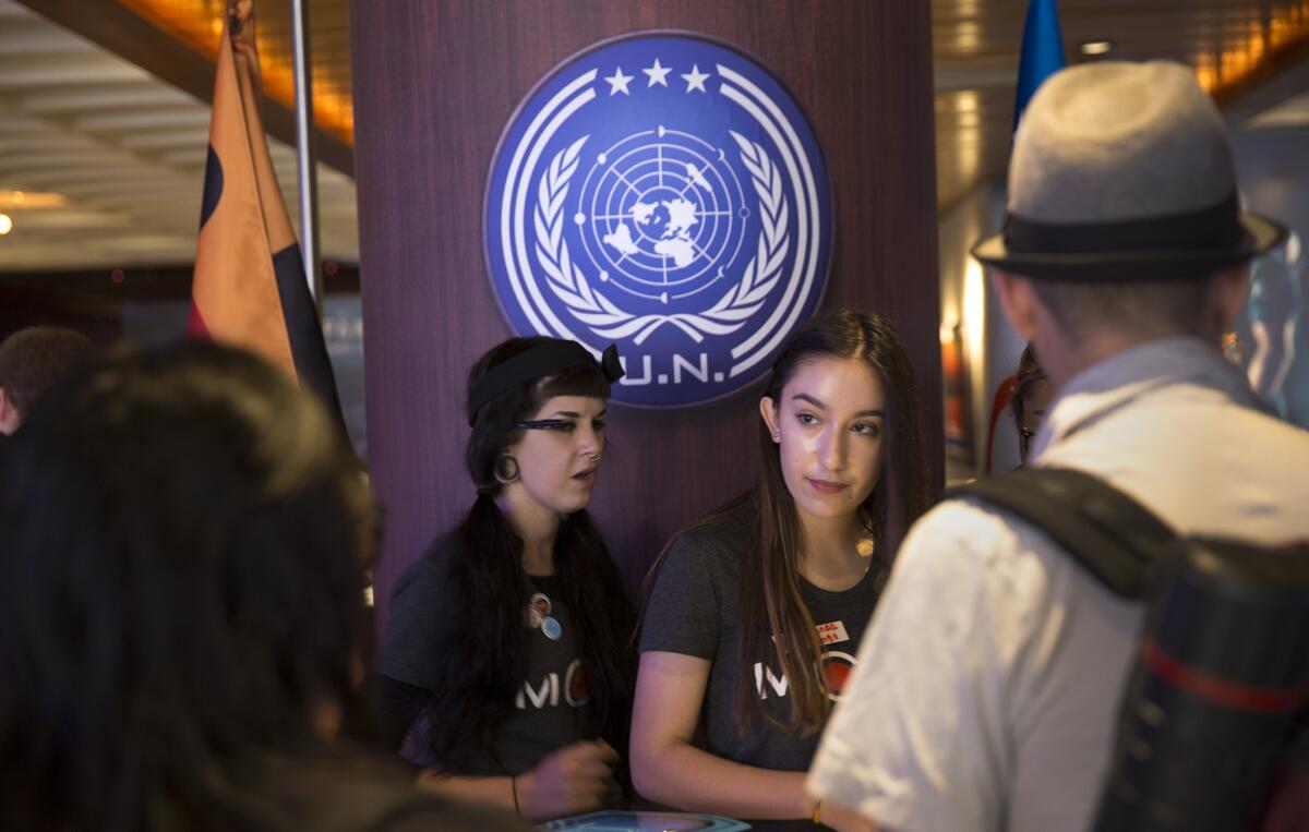 The front desk of the Hard Rock Cafe in San Diego has been rebranded as U.N. headquarters for the Expanse Cafe.