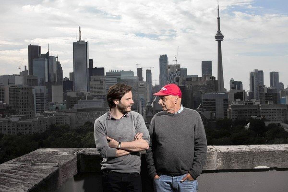Actor Daniel Bruhl, left, and race driver Niki Lauda at the Toronto International Film Festival. Bruhl portrays Lauda in the new film "Rush."