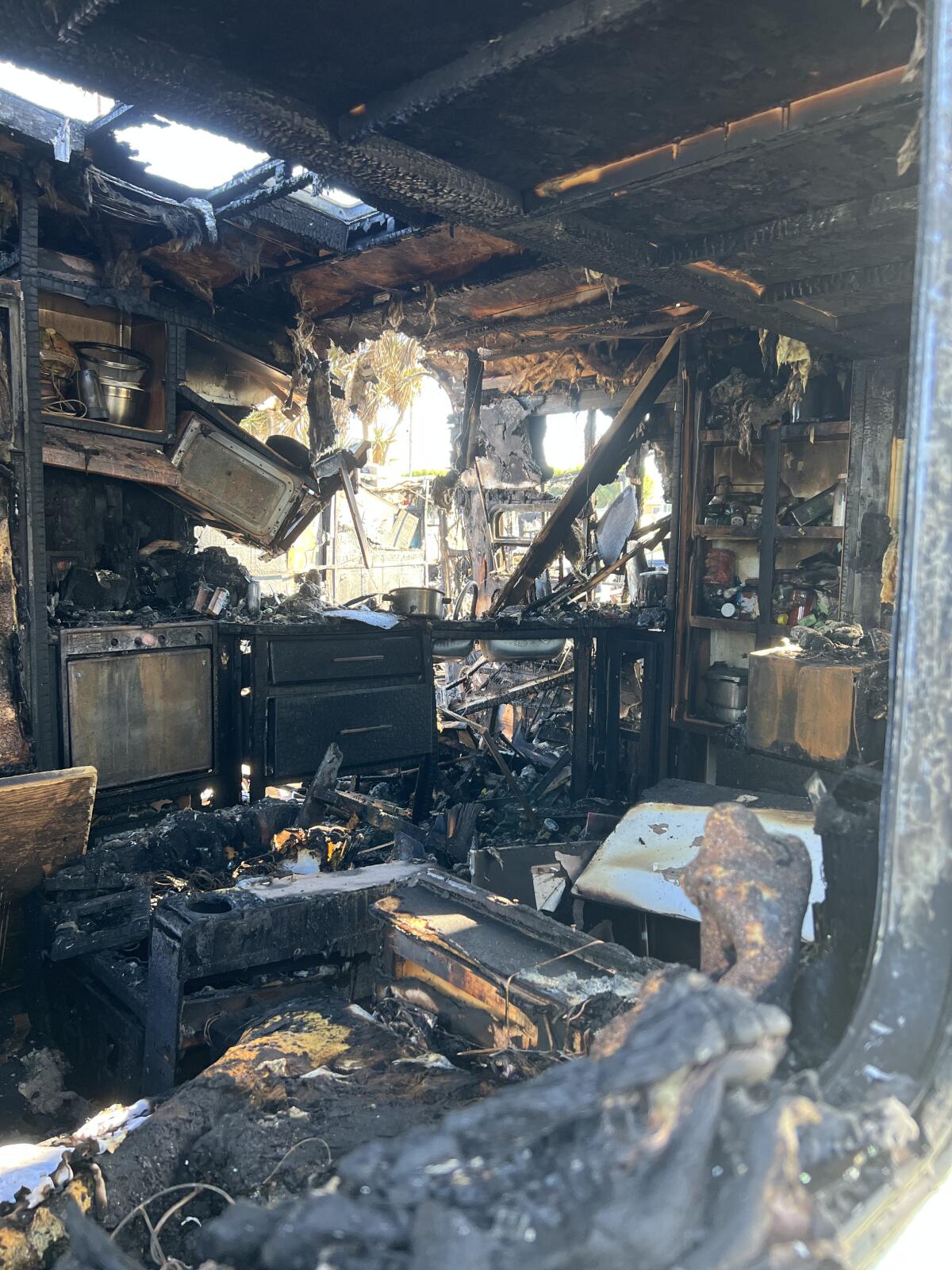 A photo from the interior of Martin's trailer after the fire.
