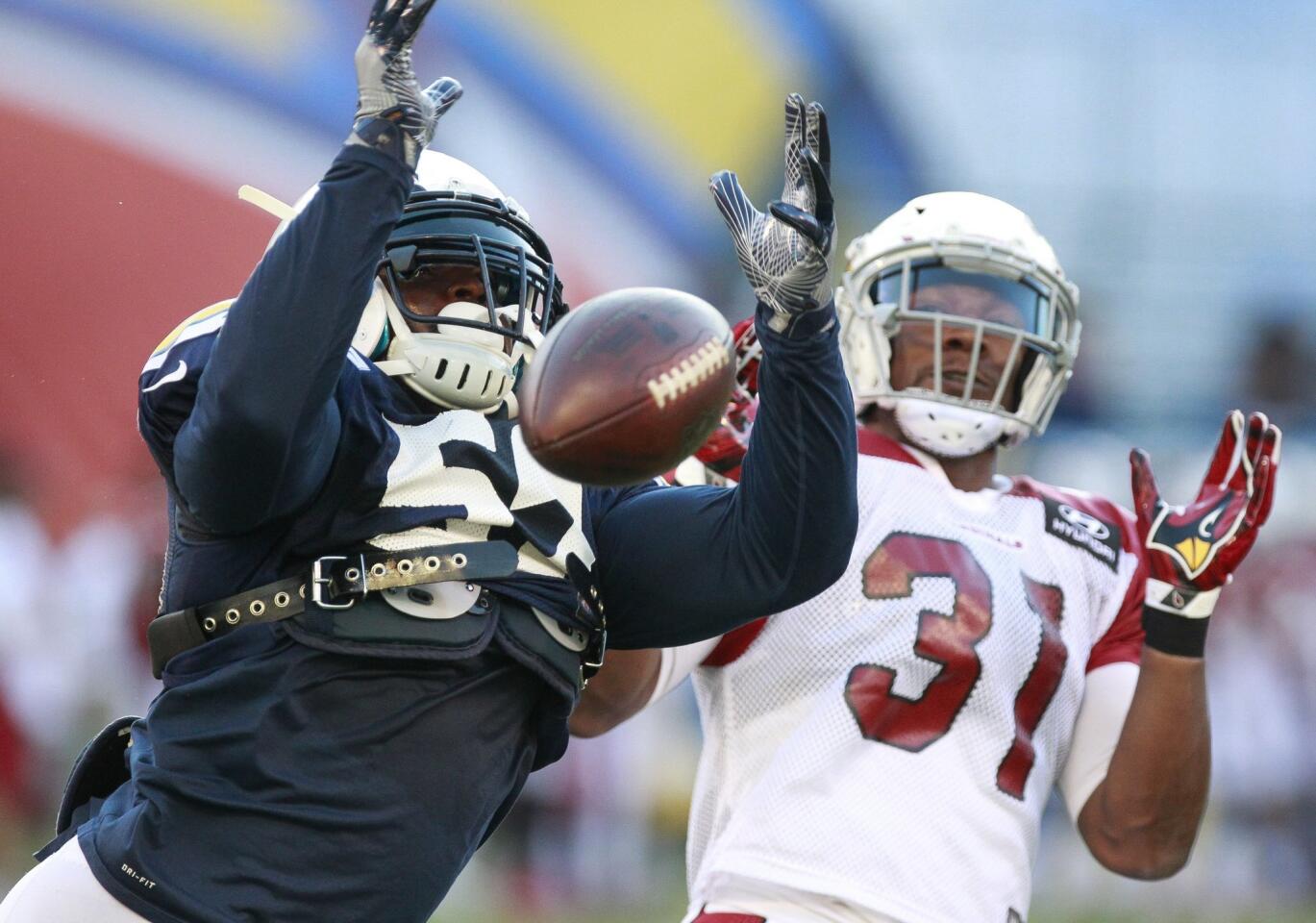 Chargers/Cardinals combined practice at the Q