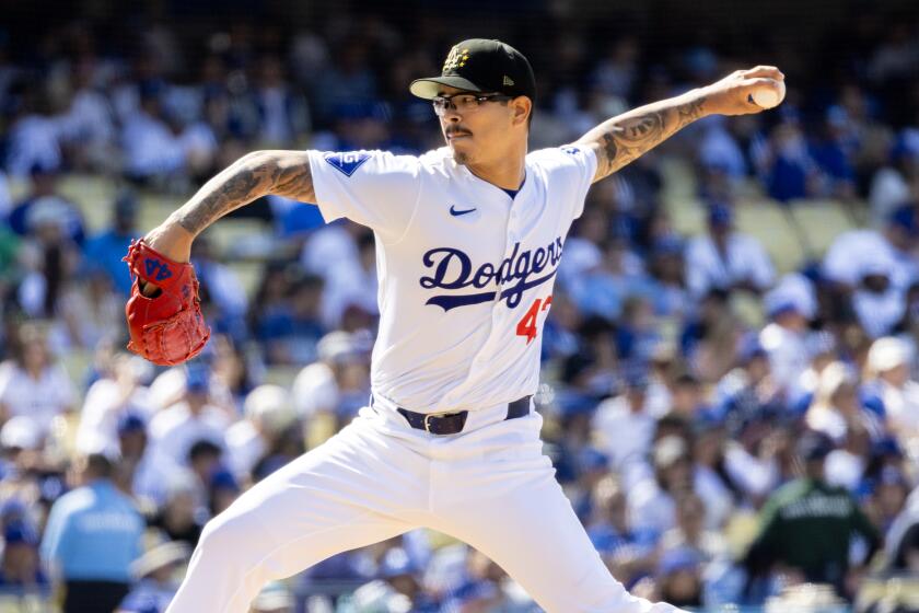 LOS ANGELES, CA - MAY19, 2024: Making his Dodgers debut, pitcher Anthony Banda.