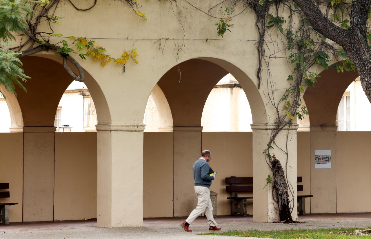 Pedestrians stroll through campus at Caltech in Pasadena on January 6, 2026.