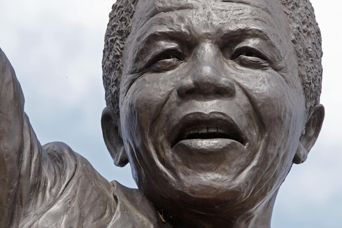 A statue of former South African President Nelson Mandela. Mandela died at the age of 95 on Thursday.