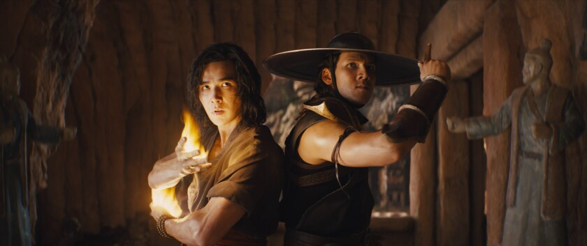 Ludi Lin, left, and Max Huang in "Mortal Kombat."