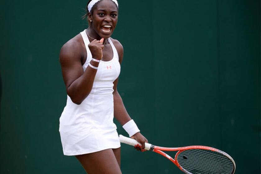 Sloane Stephens became the only American to reach the Wimbledon quarterfinals with a 4-6, 7-5, 6-1 victory over Monica Puig on Monday.