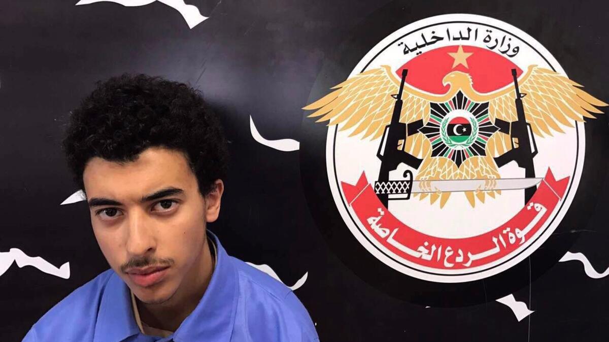 The Manchester bomber's brother, Hisham Abedi, at the Tripoli-based Special Deterrence Forces anti-terrorism unit, which arrested him.