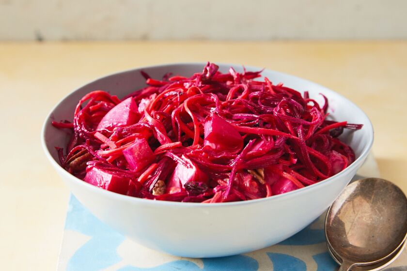 Shredded Beet-and-Apple Slaw from the new cookbook "Easy Everyday Mediterranean Diet Cookbook." 