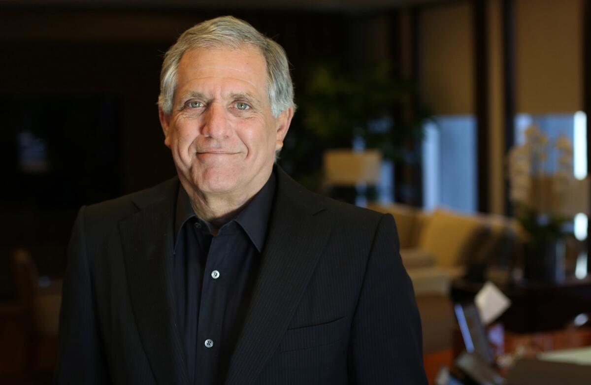 CBS Chief Executive Leslie Moonves, shown at his office in Studio City, remains one of the highest-paid executives in Corporate America.