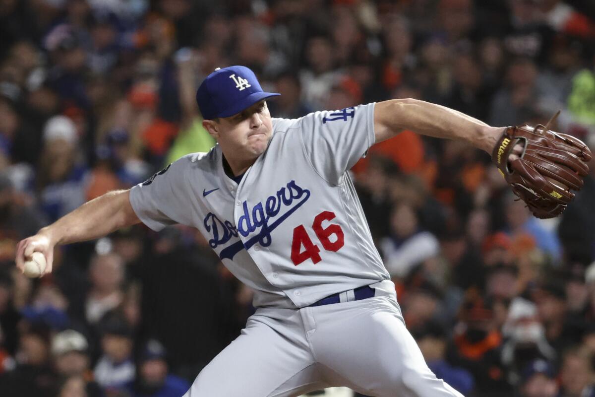 The Dodgers' Corey Knebel delivers a pitch.